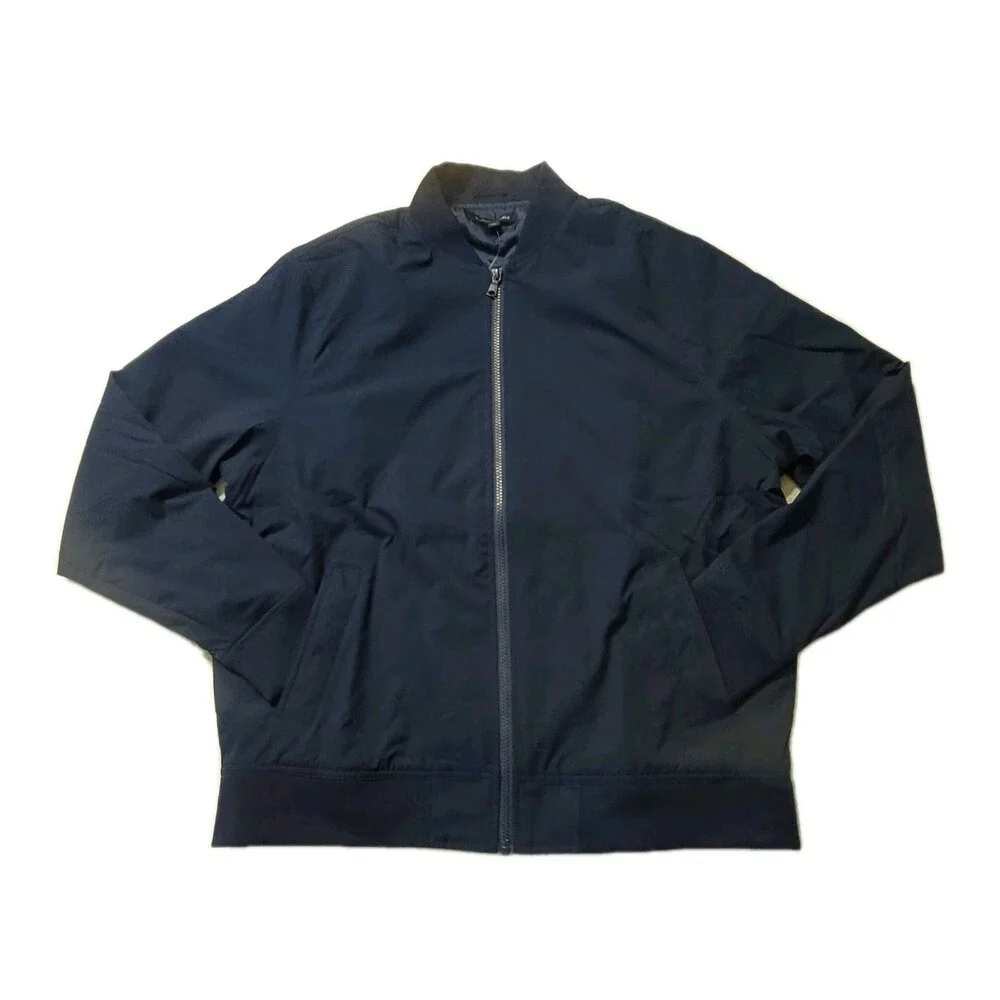 Banana Republic Men's XXL Bomber Flight Jacket Moisture Resistant Logo Zip Blue